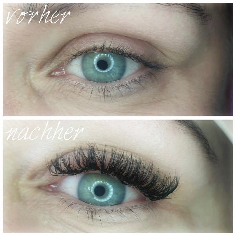 Wimpernverlängerung – vorher und nachher